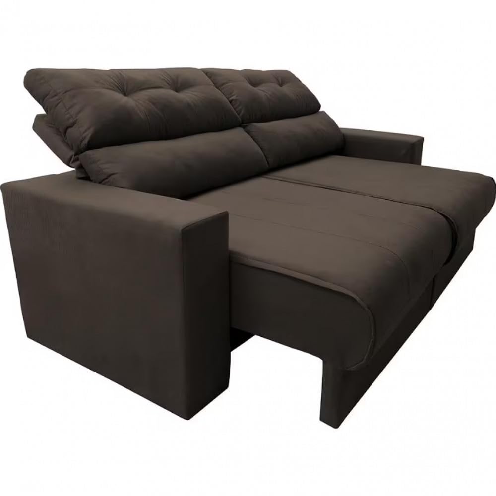 Sofá 3 Lugares Reclinável Cama inBox Clean com Assento Retrátil, Encosto Reclinável em Tecido Velusoft e 170 cm de Largura - Café - Imagem 3