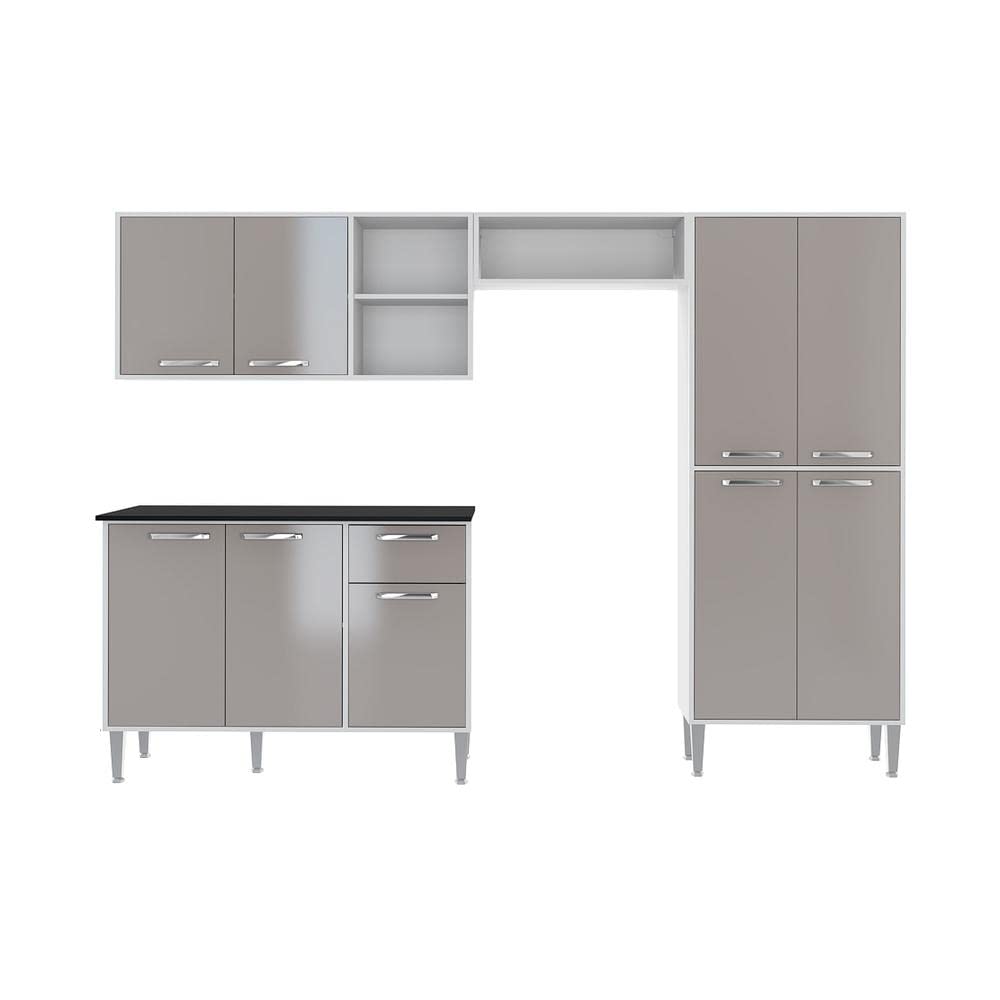 Cozinha Compacta com Armário e Balcão Xangai Multimóveis Vm2840 Branca/lacca Fumê - Imagem 4