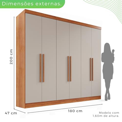 Guarda-roupa Casal 6 Portas 2 Gavetas França Cinamomo/Off-White - Imagem 17