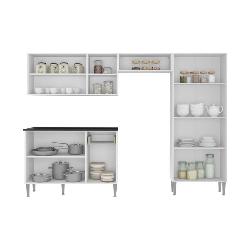 Cozinha Compacta com Armário e Balcão Xangai Multimóveis Vm2840 Branca/lacca Fumê - Imagem 2