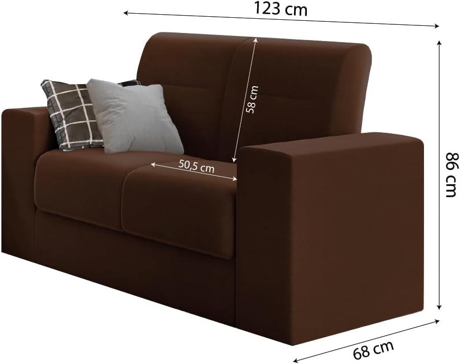 Conjunto de Sofá 2 e 3 Lugares Leon Veludo Marrom - Imagem 5