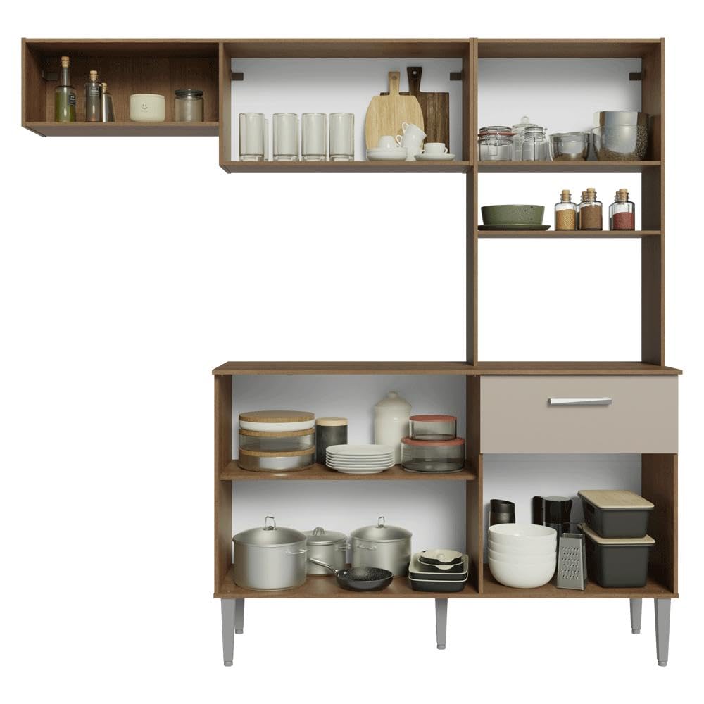 Armário de Cozinha Compacta 196cm Rustic/crema Aura Madesa - Imagem 6