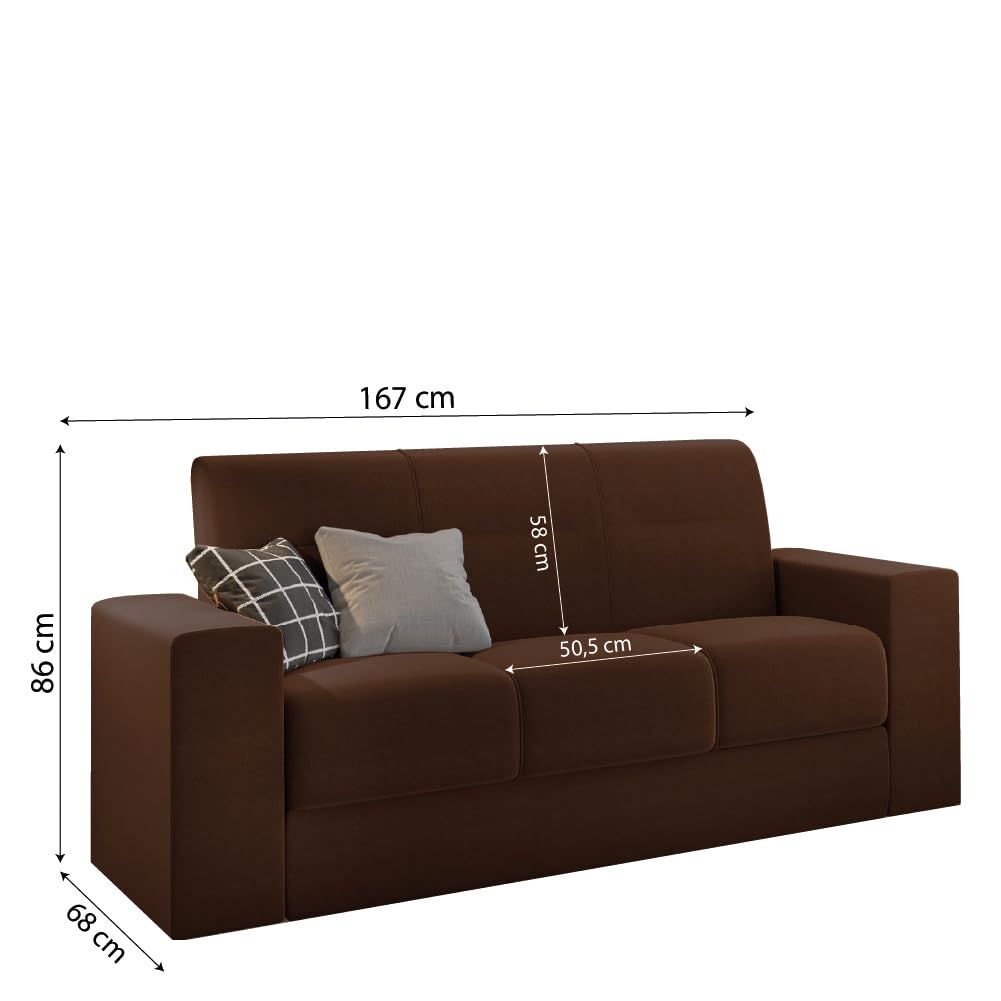 Conjunto de Sofá 2 e 3 Lugares Leon Veludo Marrom - Imagem 3