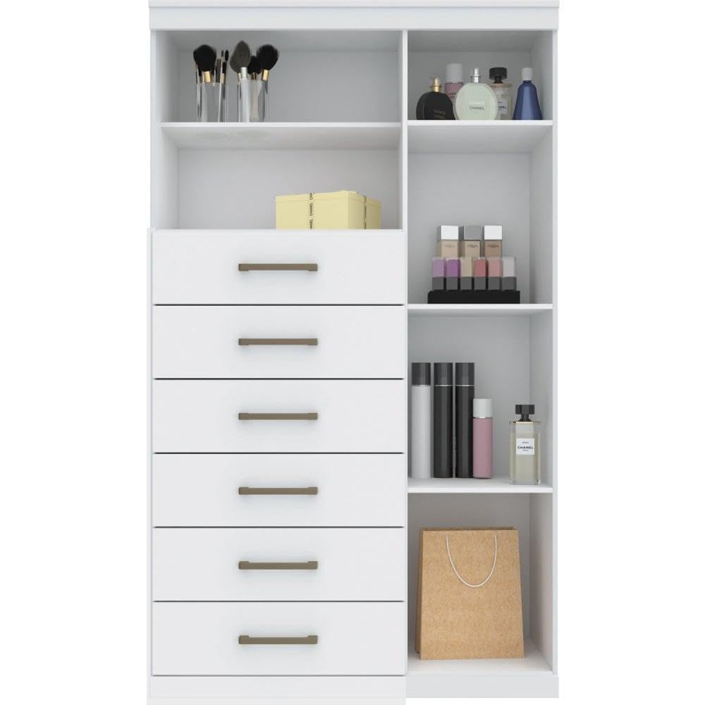 Multi-cômoda 1 Porta 6 Gavetas Marabá com Espelho Branco - Imagem 5