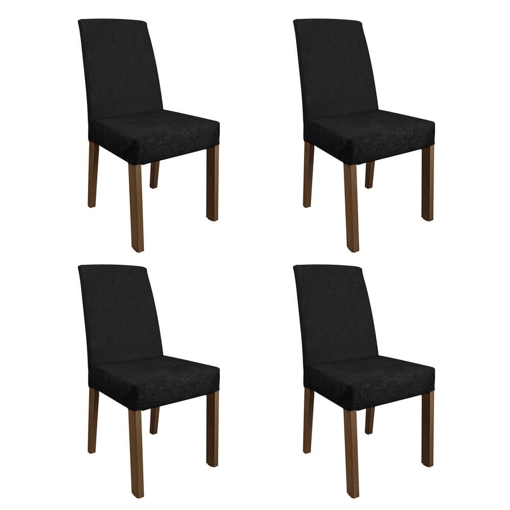 Conjunto Sala de Jantar Mesa Tampo de Vidro 4 Cadeiras Rustic/preto/oxford Zion Madesa - Imagem 7