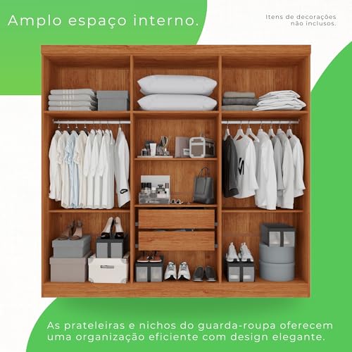 Guarda-roupa Casal 6 Portas 2 Gavetas França Cinamomo/Off-White - Imagem 13