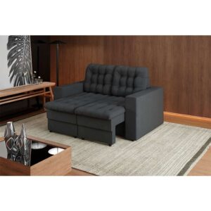 Sofá 2 Lugares Retrátil Lubeck Plush Suede Grafite 140 cm