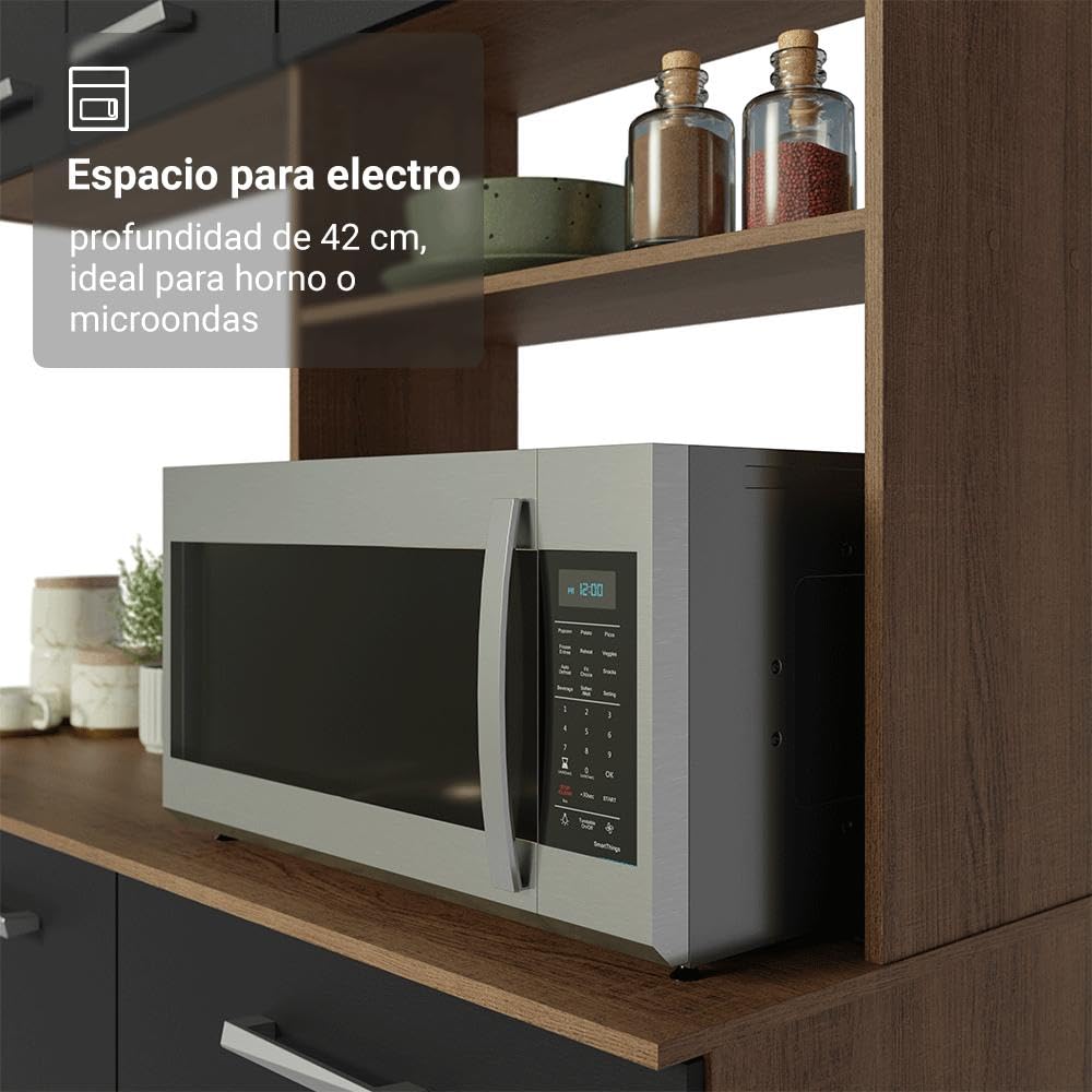 Armário de Cozinha Compacta 196cm Rustic/preto Aura Madesa - Imagem 3