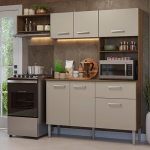 Armário de Cozinha Compacta 196cm Rustic/crema Aura Madesa