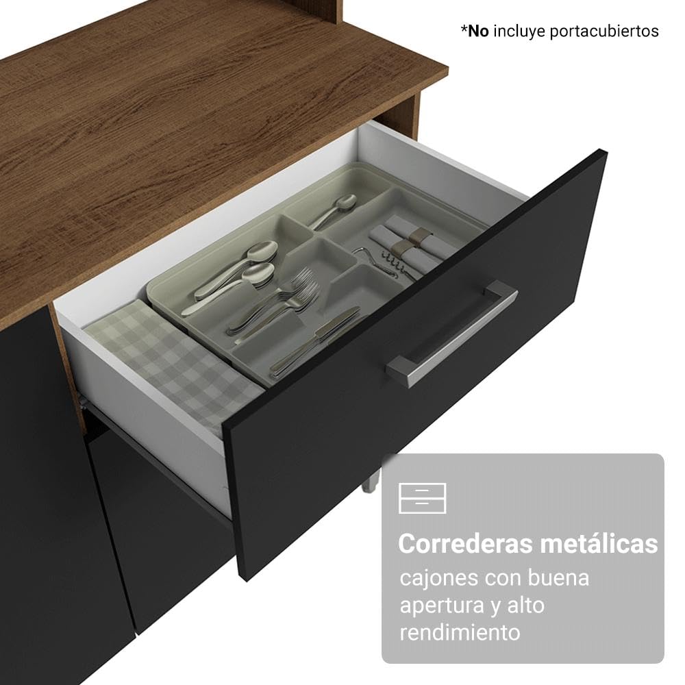 Armário de Cozinha Compacta 196cm Rustic/preto Aura Madesa - Imagem 9