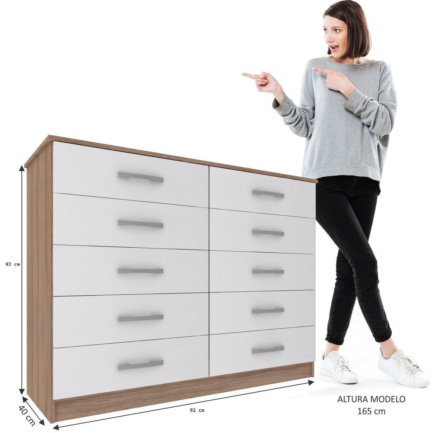 Cômoda para Quarto 10 Gavetas Premium Marbela Branco - Imagem 4