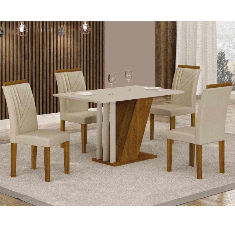Conjunto Sala de Jantar Mesa Tampo MDF/MDP com 4 Cadeiras Miami