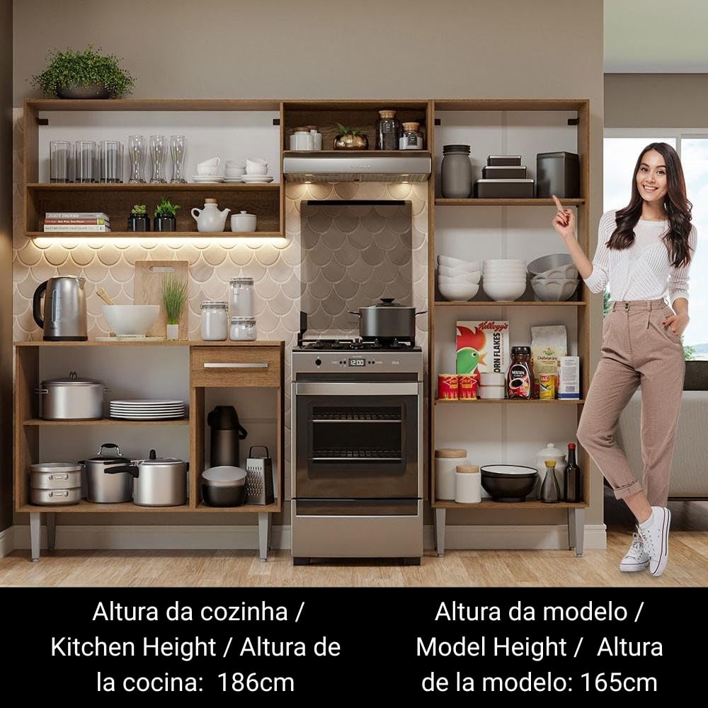 Cozinha Compacta Madesa Emilly Pop Com Armário e Balcão - Rustic - Imagem 3