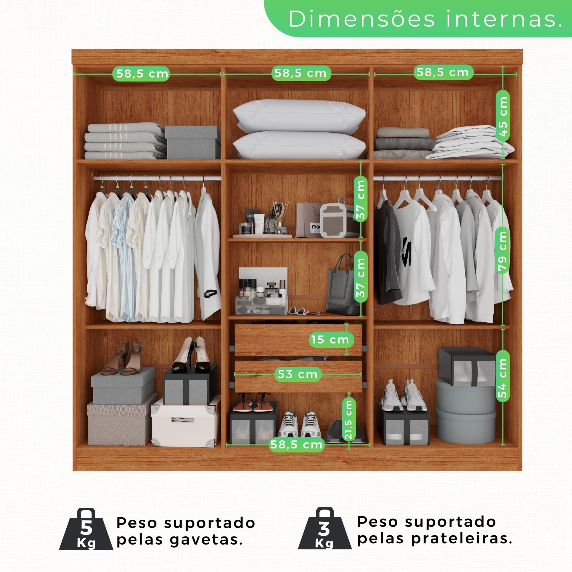 Guarda-roupa Casal 6 Portas 2 Gavetas França Cinamomo/Off-White - Imagem 9
