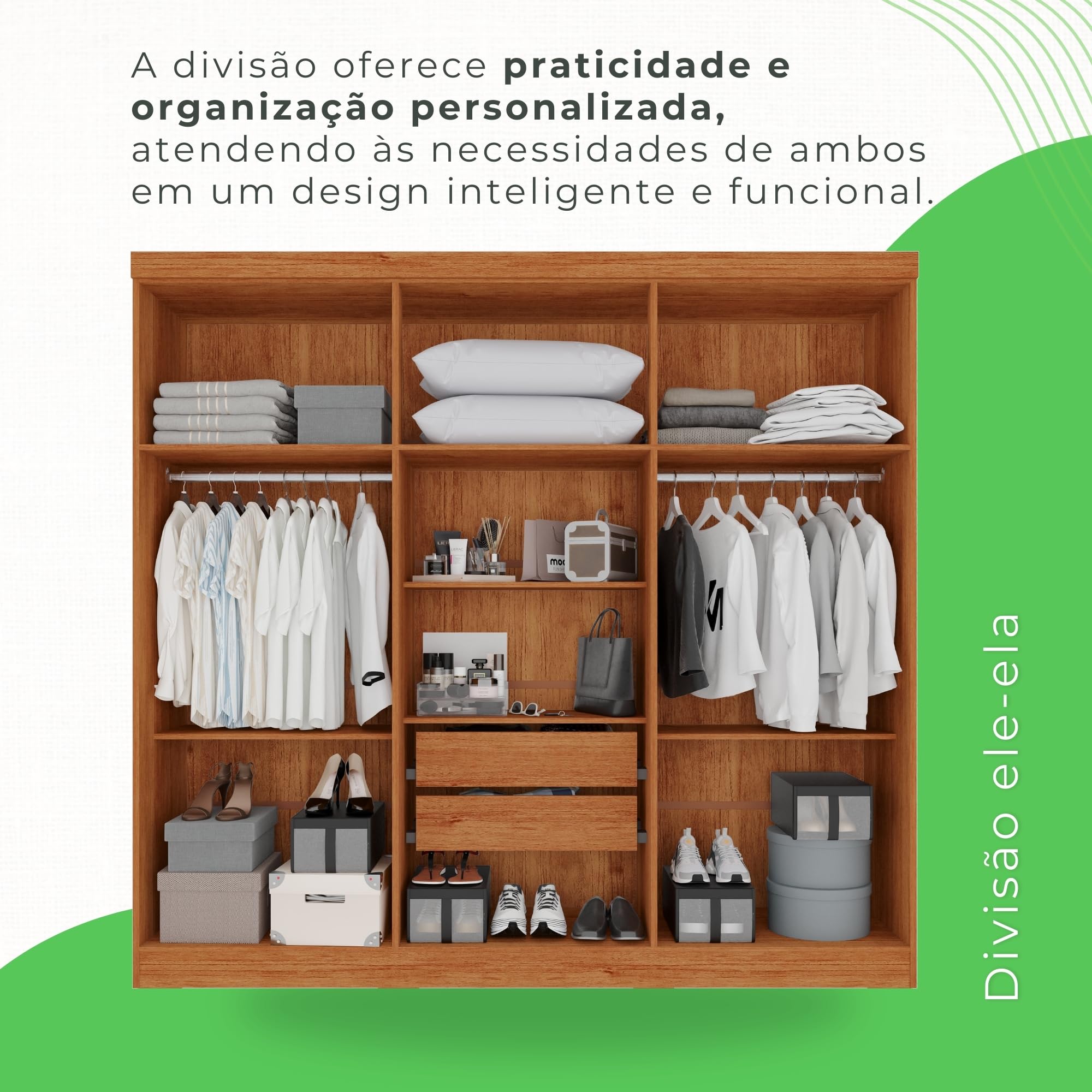 Guarda-roupa Casal 6 Portas 2 Gavetas França Cinamomo/Off-White - Imagem 4