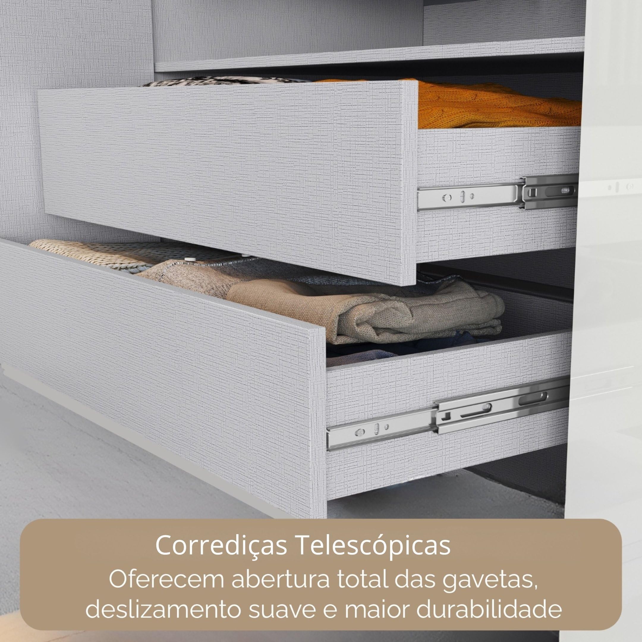 Guarda Roupa Casal 8 Portas 4 Gavetas Paris Espresso Móveis Cinamomo/Off White - Imagem 5